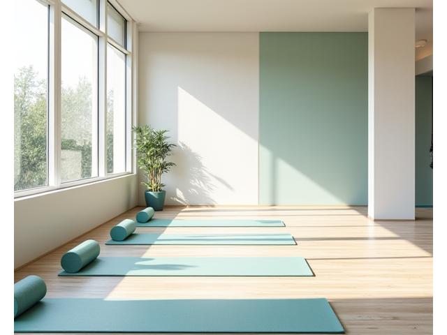 Clean, bright yoga studio with natural light in Austin.