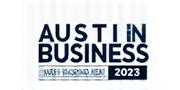 Logo of Austin Business Journal, with 'Best Health Tech Startup 2023' badge.